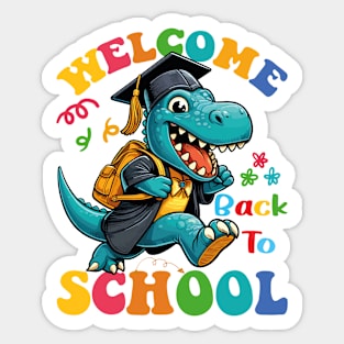 Welcome Back To School Funny Dinosaur Sticker